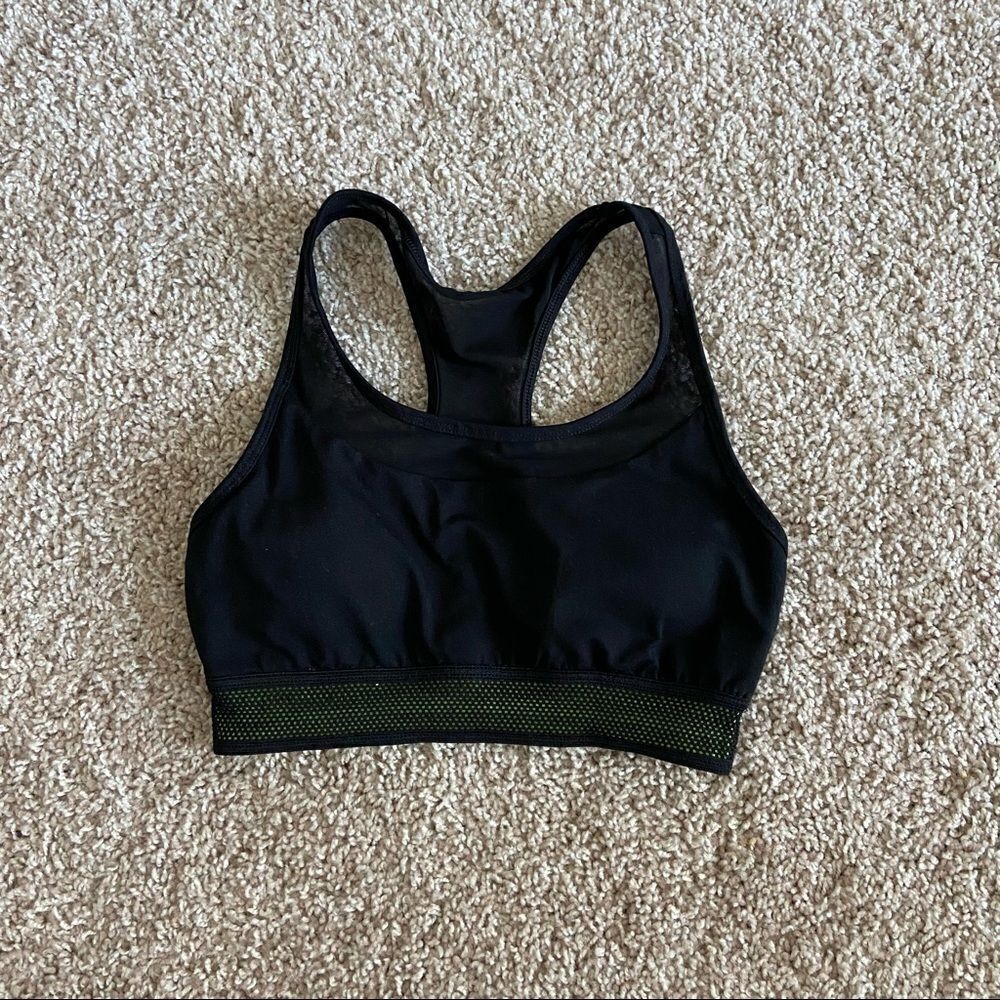 Forever 21 Black & Neon Yellow Sports Bra